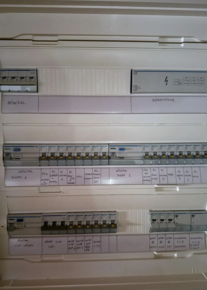 Nouveau tableau électrique posé et repéré par Masielec